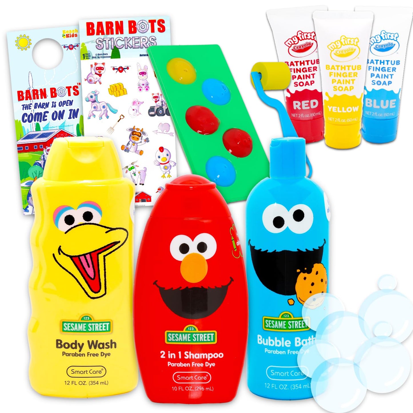 Ultimate Sesame Street Bathroom Set - Bundle with Shampoo, Body Wash, Bubble Bath, Paint, Stickers, More | Sesame Street Bath and Shower Supplies Kit for Kids, Boys, Girls