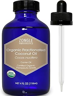 Organic, Fractionated Coconut Oil, for Skin, Essential Oils – 100% Pure, Fractionated Coconut Oil, by Zongle Therapeutics, 4 OZ