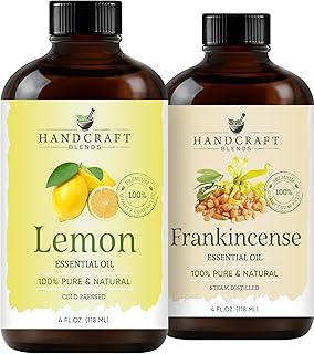 Handcraft Blends Bright & Centered Set: Frankincense and Lemon Essential Oils – (2 x 4 Fl Oz) – 100% Pure & Natural – for Diffuser, Aromatherapy, and DIY Projects