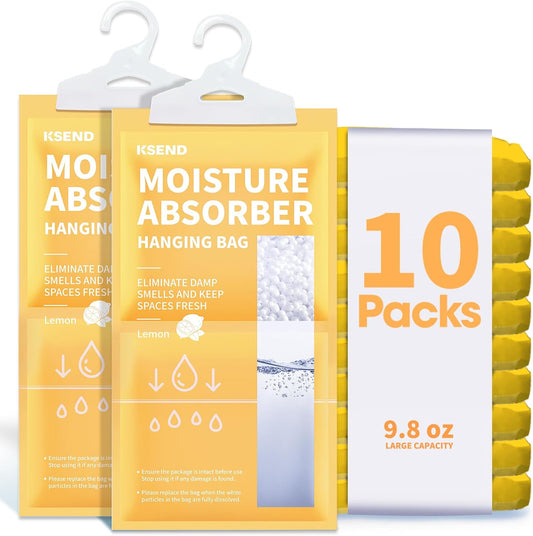 Ksend Moisture Absorber, 10 Pack Hanging, Lemon Scent
