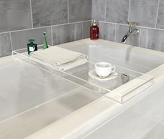 ONELUX Durable Clear Acrylic Towel Tray,Lucite Bathtub Caddy