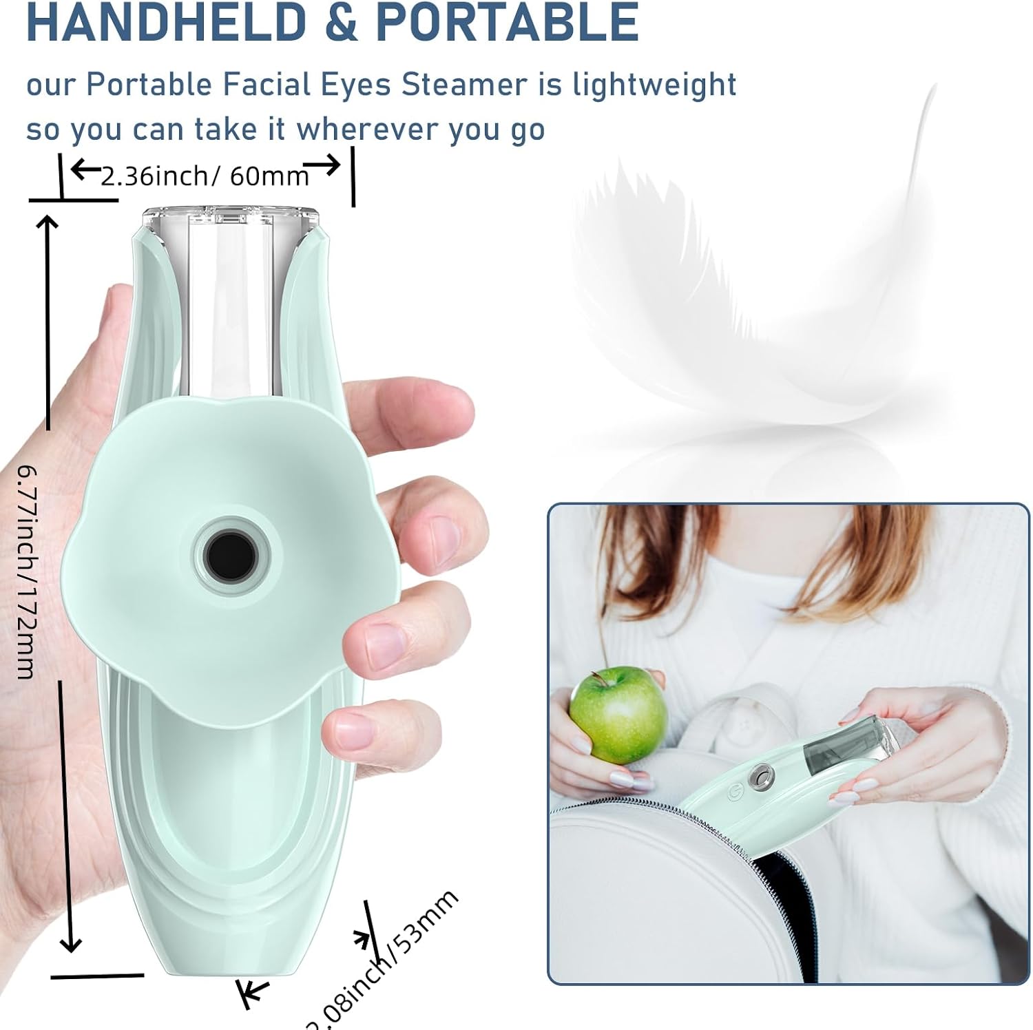 Facial Steamer and Eyes spa 2in 1. Mini Portable Professional hot Facial Steamer for Facial Deep Cleaning，The LADY RIGHT Handheld Ionic face steam, Unclogs Pores Soothing for Eye Fatigue and Dryness