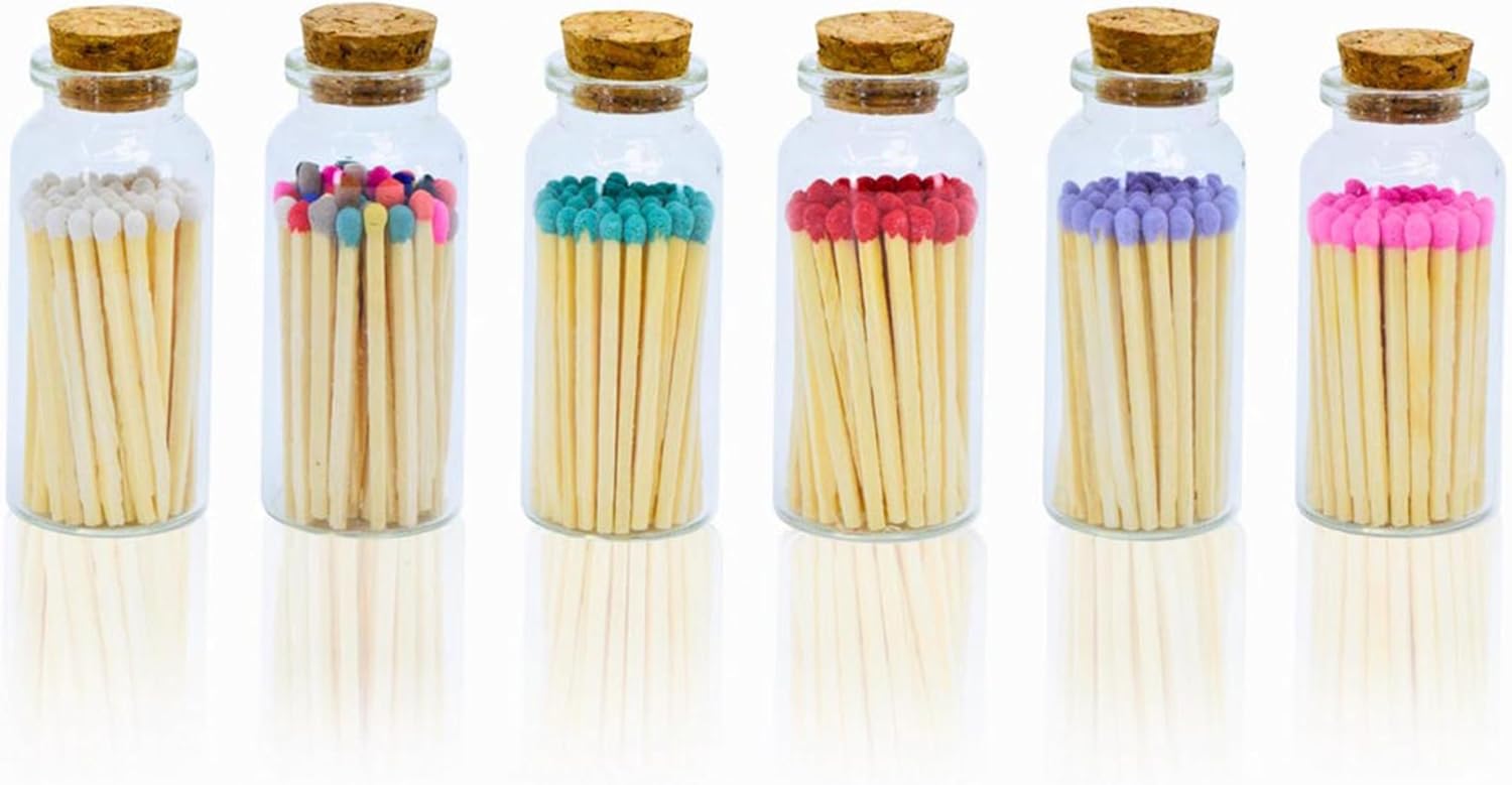 Chandler Studio Little Match Bottles – Wedding Match Bottle with Striker Bottom, Decorative Glass Match Jar with Cork (Single)