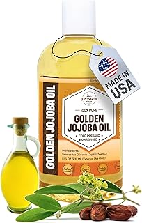 33rd PARALLEL | Golden Jojoba Oil (8 oz) Cold Pressed & Unrefined; Non-GMO; 100% Pure & Natural Hexane Free | Moisturizing Oil for Skin, Face, Hair & Nails | 8 FL OZ