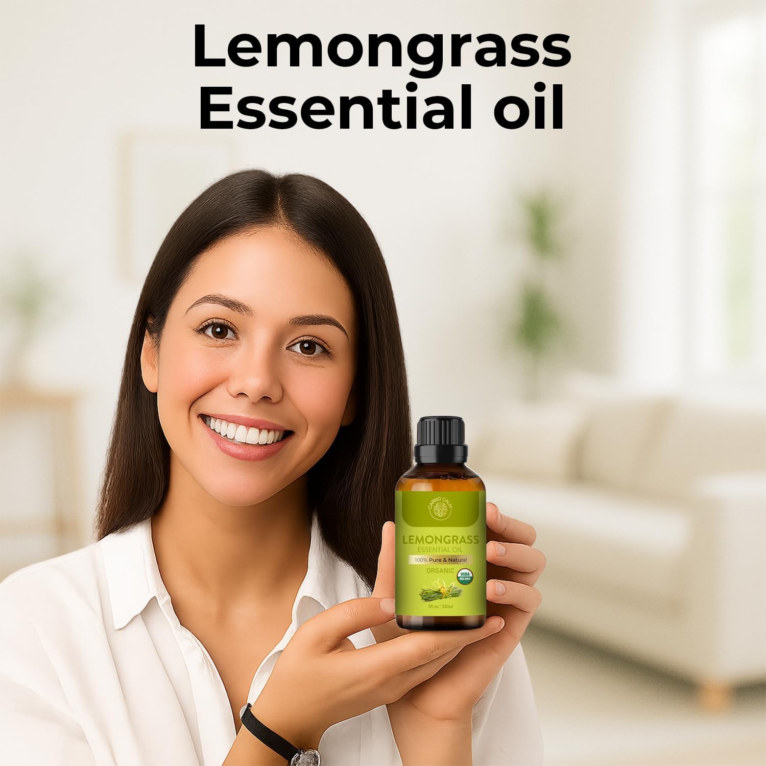 Lemongrass Essential Oil | USDA Certified Organic Lemongrass Oil| for Hair and Skin | Aromatherapy and Diffuser | Ideal for Both Men and Women | 30ml