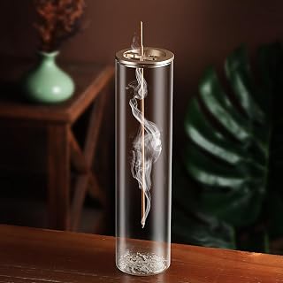 Eavida Incense Holder for Sticks [Anti-Ash Flying], Modern Insence-Stick Burner Holder with Removable Glass Ash Catcher, for Home Decor Yoga Meditation
