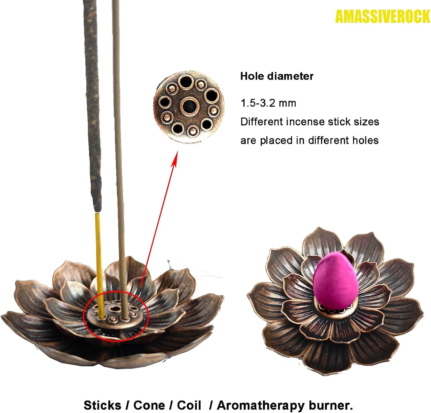 Lavender Incense Cones (50 Cones) with Backflow Incense Cones Holder Natural Meditation Lavender Rose Citronella Incense Cone Yoga Relaxing Home Decor Aromatherapy Fragrance