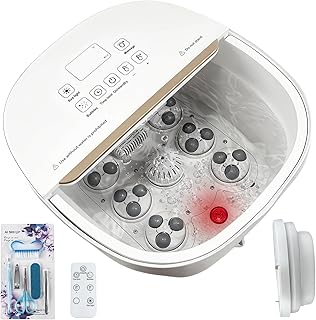 Collapasible Foot Spa Bath Massager with Heat, Pedicure Foot Spa with Bubbles/Timer/Temperature Control, Feet Soak Tub for Home, Office, Relaxation and Stress Relief, Gift for Men and Women