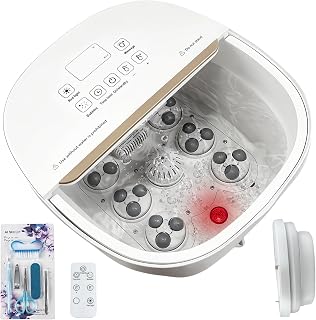 Collapasible Foot Spa Bath Massager with Heat, Pedicure Foot Spa with Bubbles/Timer/Temperature Control, Feet Soak Tub for Home, Office, Relaxation and Stress Relief, Gift for Men and Women