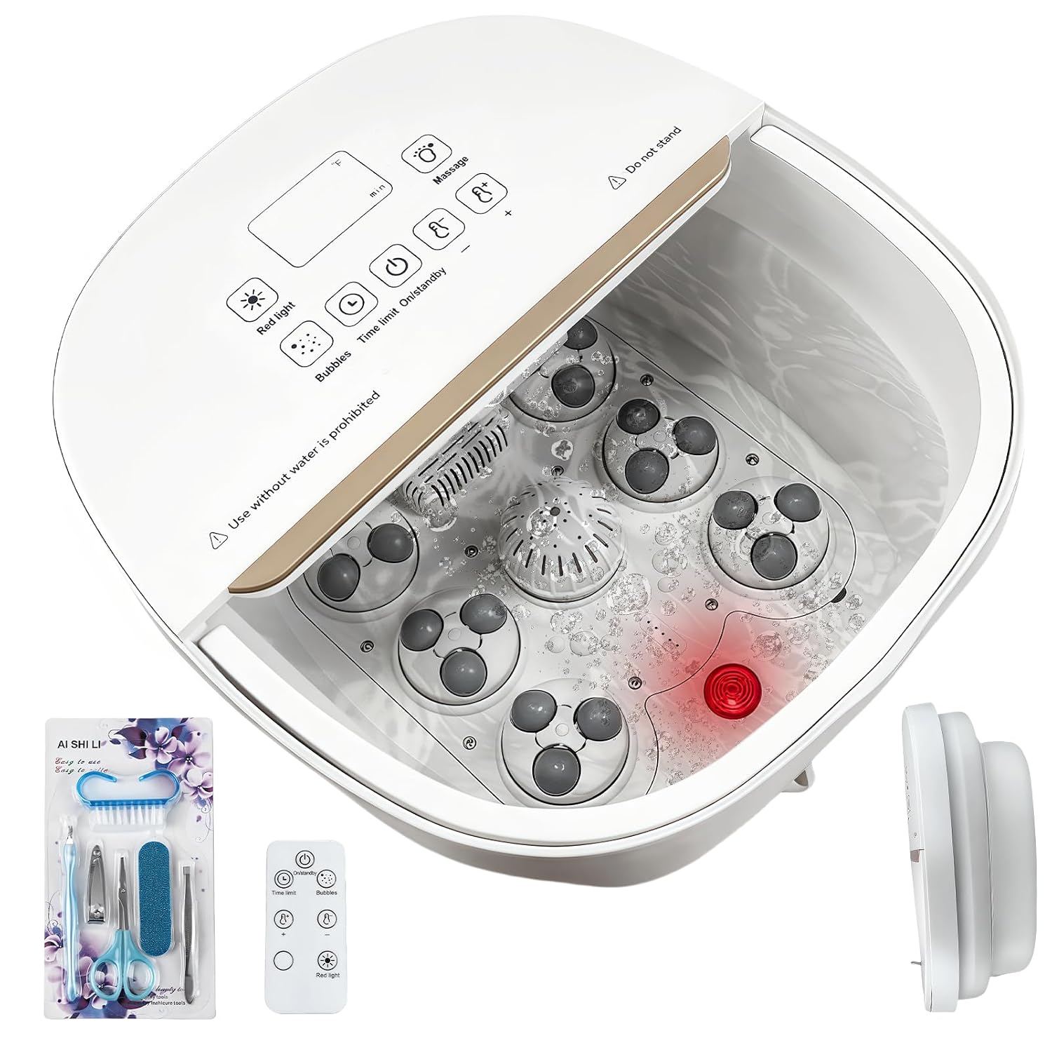 Collapasible Foot Spa Bath Massager with Heat, Pedicure Foot Spa with Bubbles/Timer/Temperature Control, Feet Soak Tub for Home, Office, Relaxation and Stress Relief, Gift for Men and Women