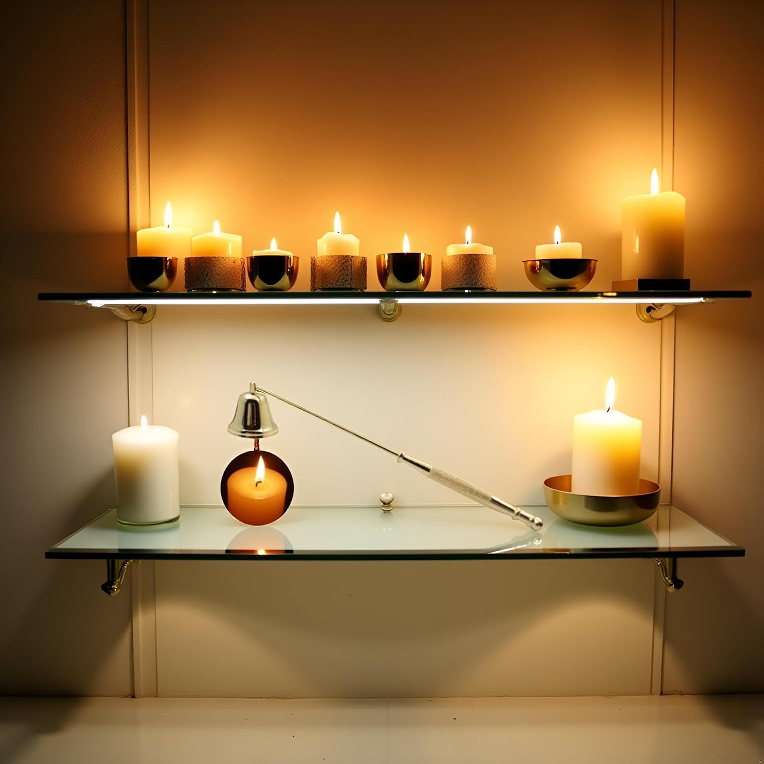 Gold Metal Candle Snuffer Wick Snuffer with Long Handle Candlesnuffers Smokeless Kit Candle Safely Extinguish Candles and Holders Candle Sleeves Accessories