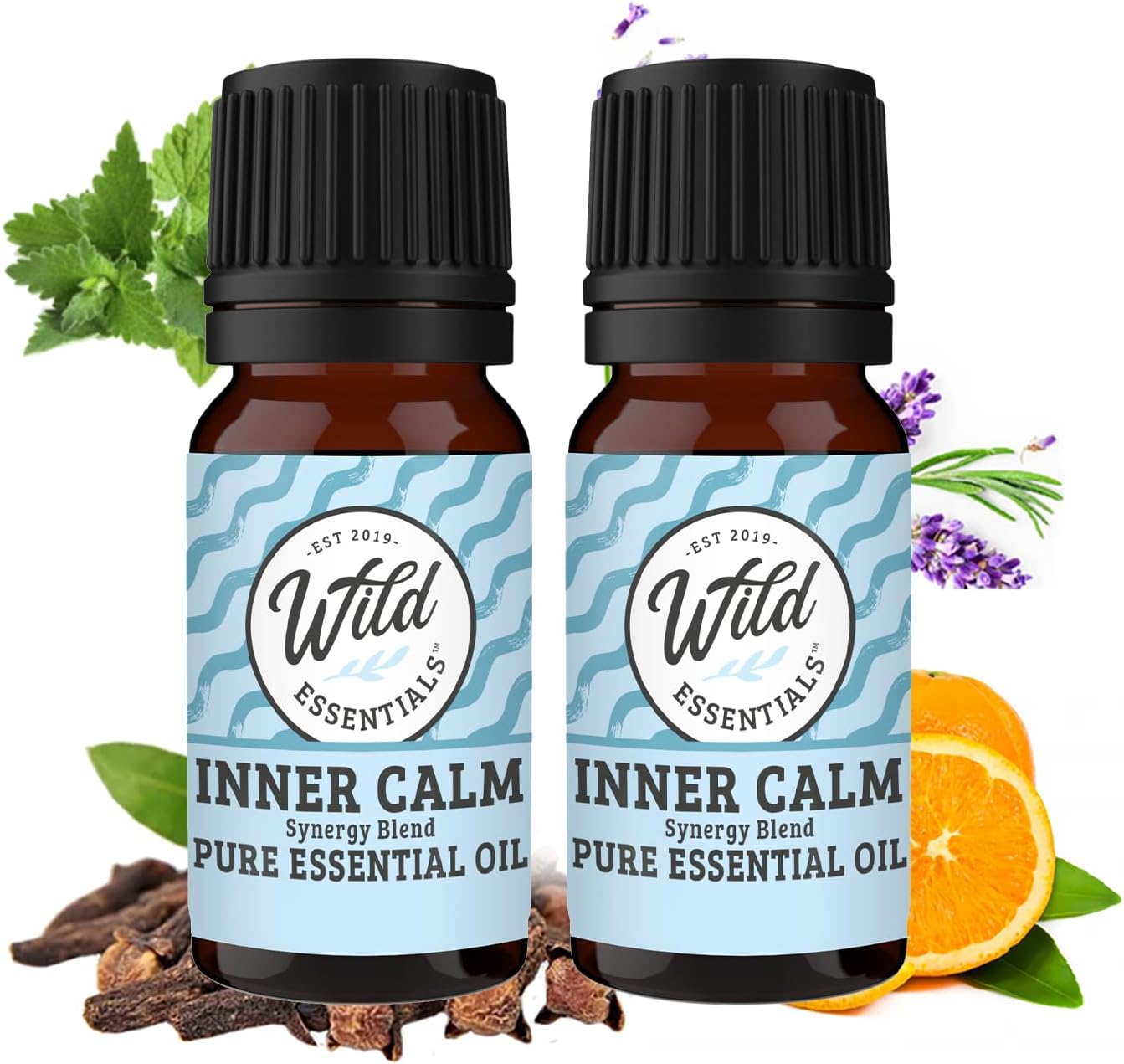 Wild Essentials Exquisite Signature Essential Oil Blend Inner Calm, Two 10 ML Bottles - Pure Essential Oils Synergy Blend, New Label, Same Formula