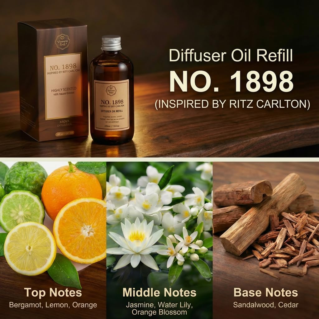 Luxury Hotel Scent Reed Diffuser Oil Refill(8.5 FL oz) | No.1898 Hotel Collection Diffuser Oil Inspired by Ritz Carlton for Home&Office| Long-Lasting for Machine, Room Spray, Air Freshener, HVAC