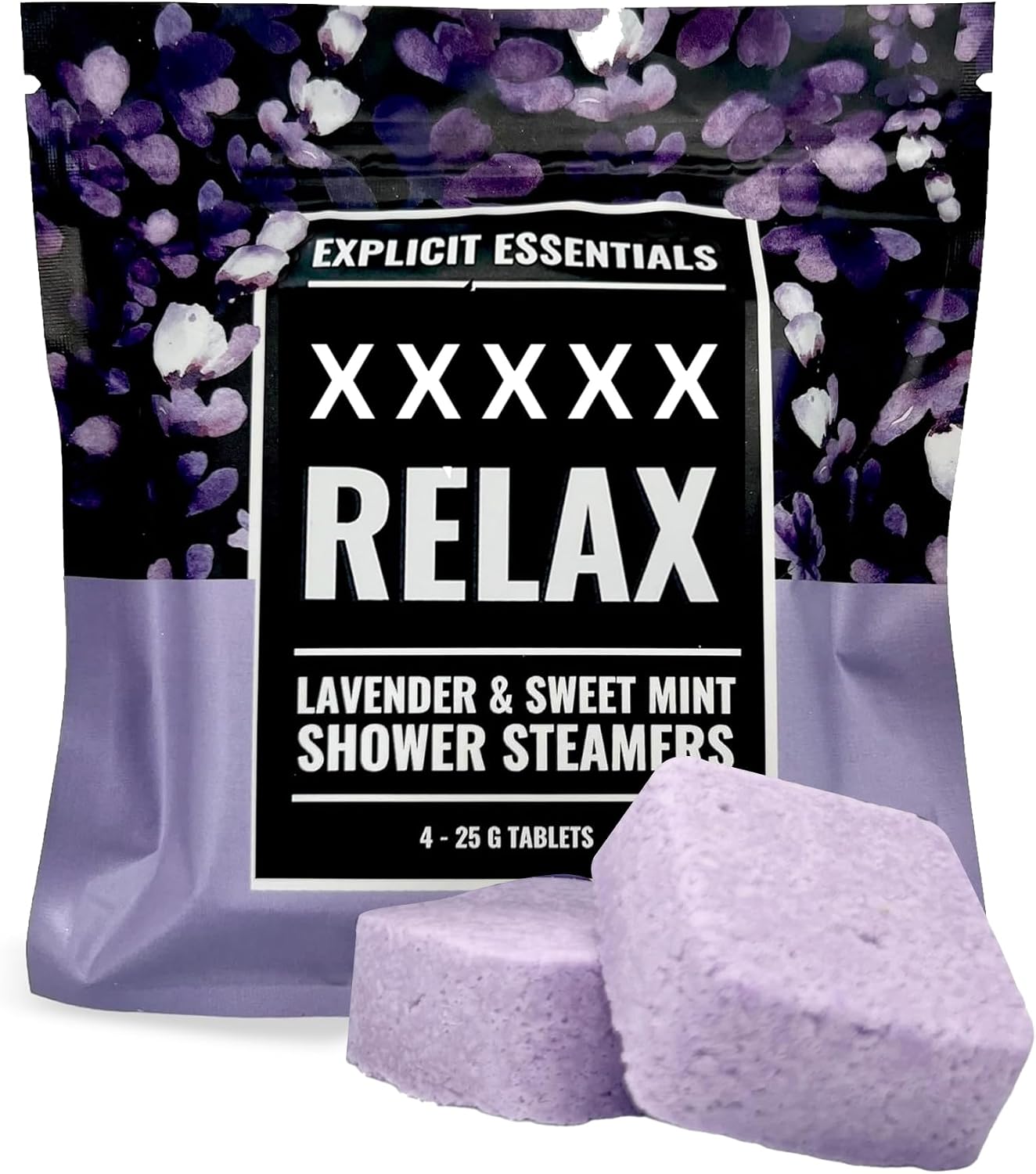 Explicit Essentials B Relax Shower Steamers | Lavender Mint Aromatherapy Shower Steamers for Relaxation & Stress Relief | Spa Shower Gift for Self-Care, Birthdays & Holidays