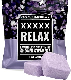 Explicit Essentials B Relax Shower Steamers | Lavender Mint Aromatherapy Shower Steamers for Relaxation & Stress Relief | Spa Shower Gift for Self-Care, Birthdays & Holidays