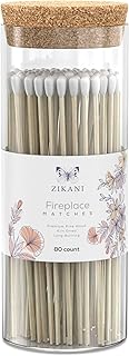 White Tip Fireplace 8-inch Long Shabbat Matches Pack of 80 Decorative Safety Matches with Cork Top Glass Holder Including Striker Ideal for Lighting