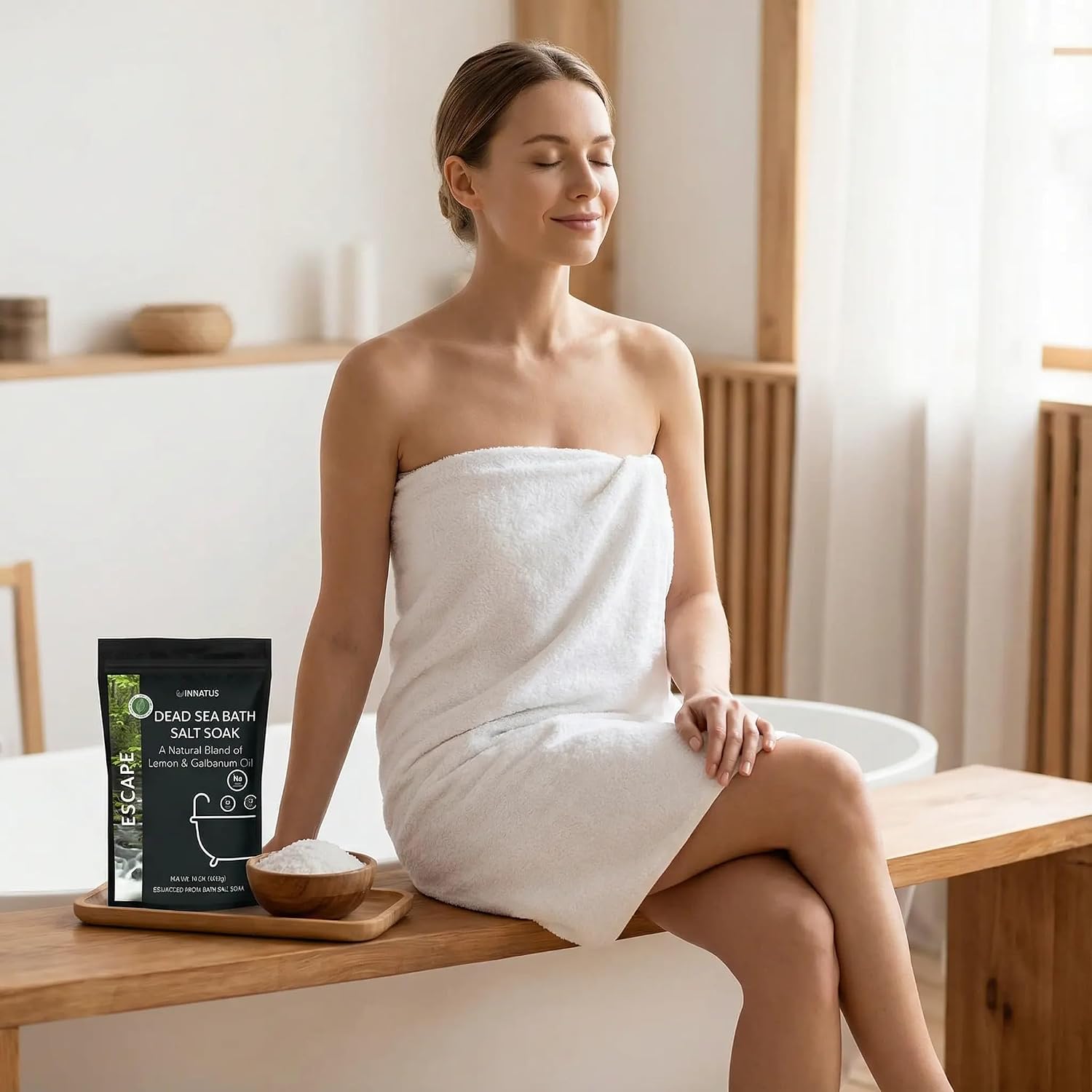 Dead Sea Soothing Bath Salt Soak with 21 Minerals – Relaxing, Detoxifying, and Nourishing for Skin – 14oz, Infused with Essential Oils – Rejuvenate Mind & Body. (Lemon)