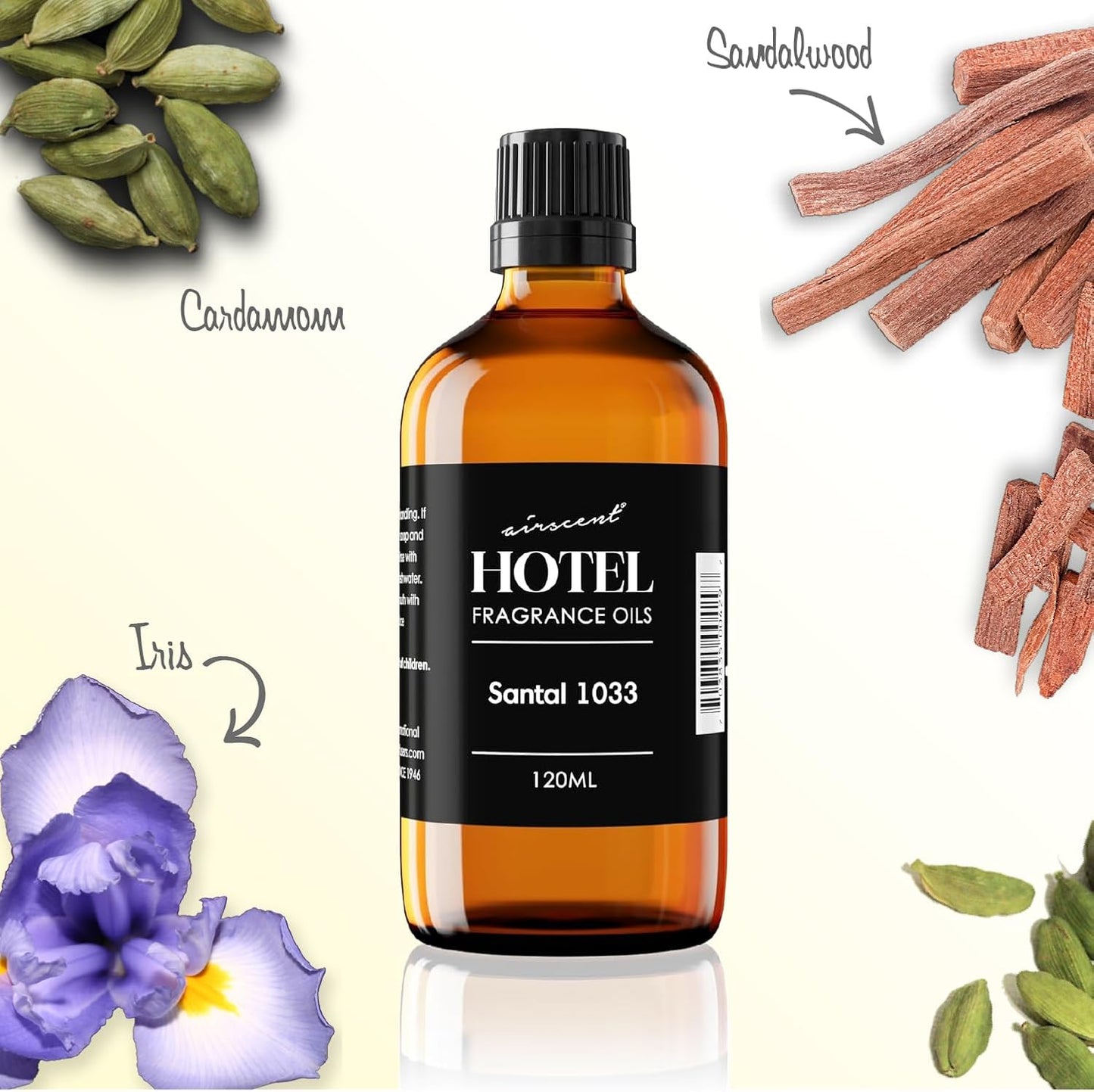 AirScent Santal Diffuser Oil No. 1033 - Santal-33 Inspired Perfume Dupe - Cardomom Sandalwood Iris - Fragrance Oil for Ultrasonic and Waterless Diffusers and Crafting - 10 mL, 0.34 fl oz
