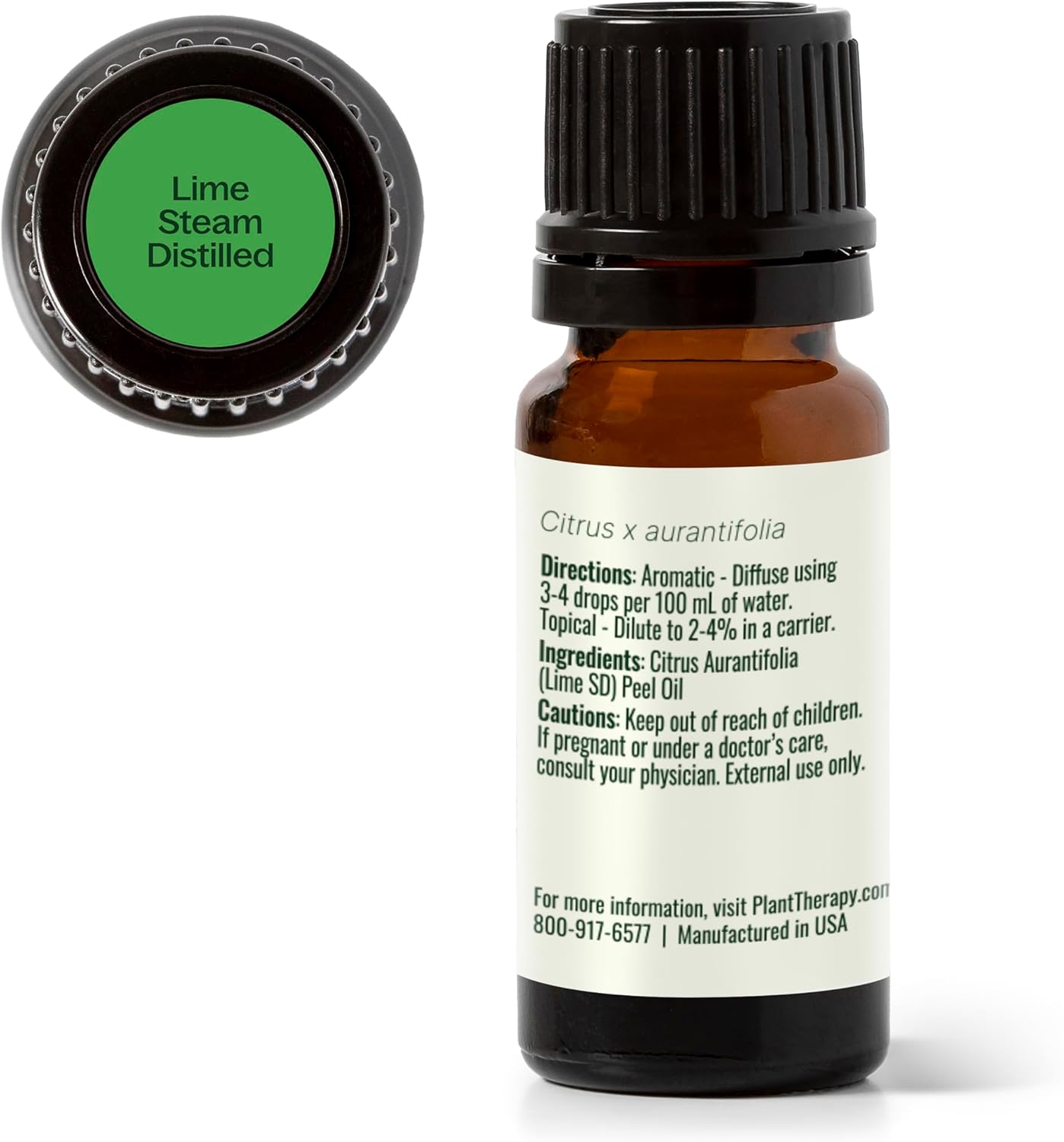 Plant Therapy Lime Steam Distilled Essential Oil 10 mL (1/3 oz) 100% Pure, Undiluted, Fresh Scent, Mood Boosting, Immune Support