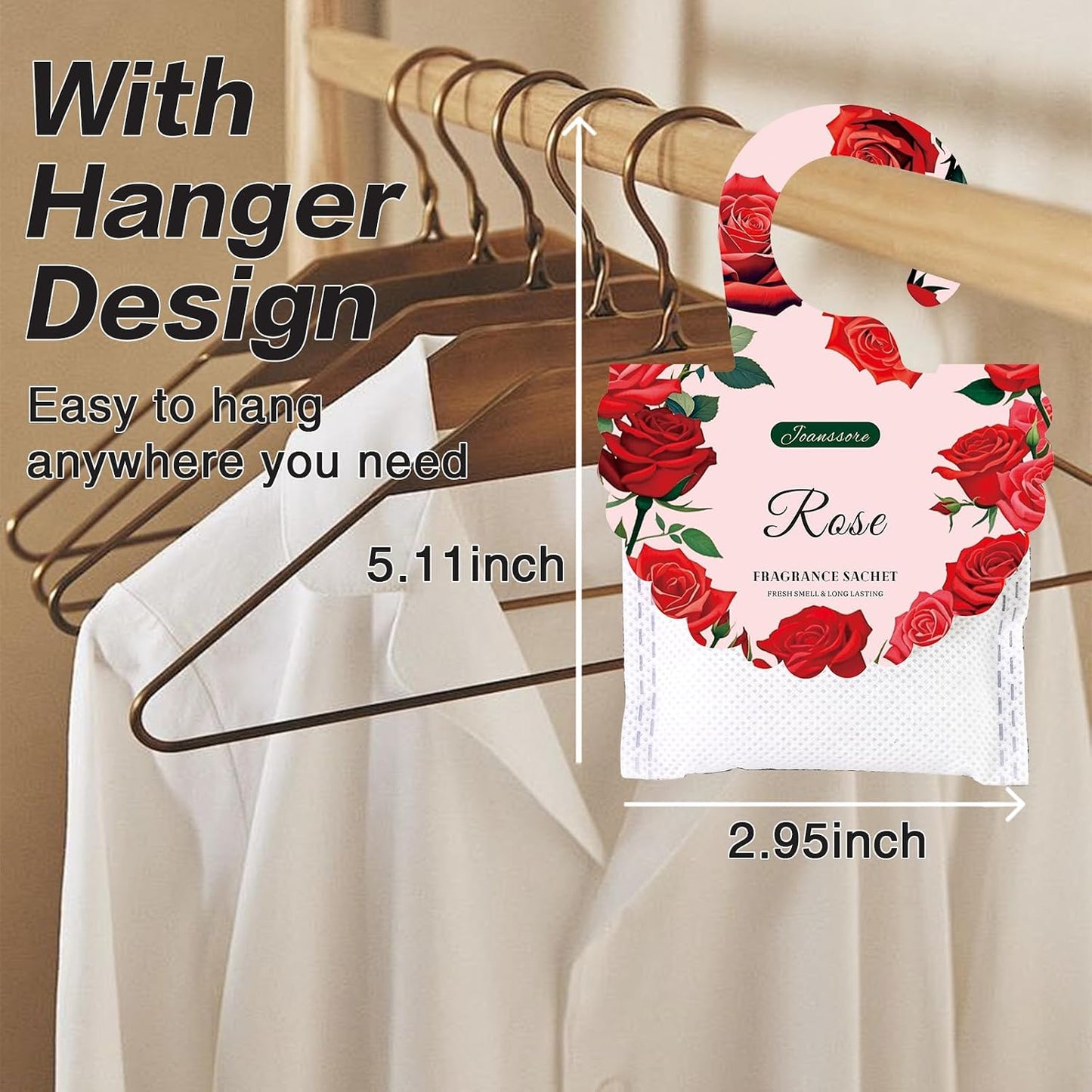 15 Packs Rose Scented Sachets Bag for Drawers and Closets, Home Fragrance Sachet Long-Lasting Hanging Closet Deodorizer Smell Goods for House