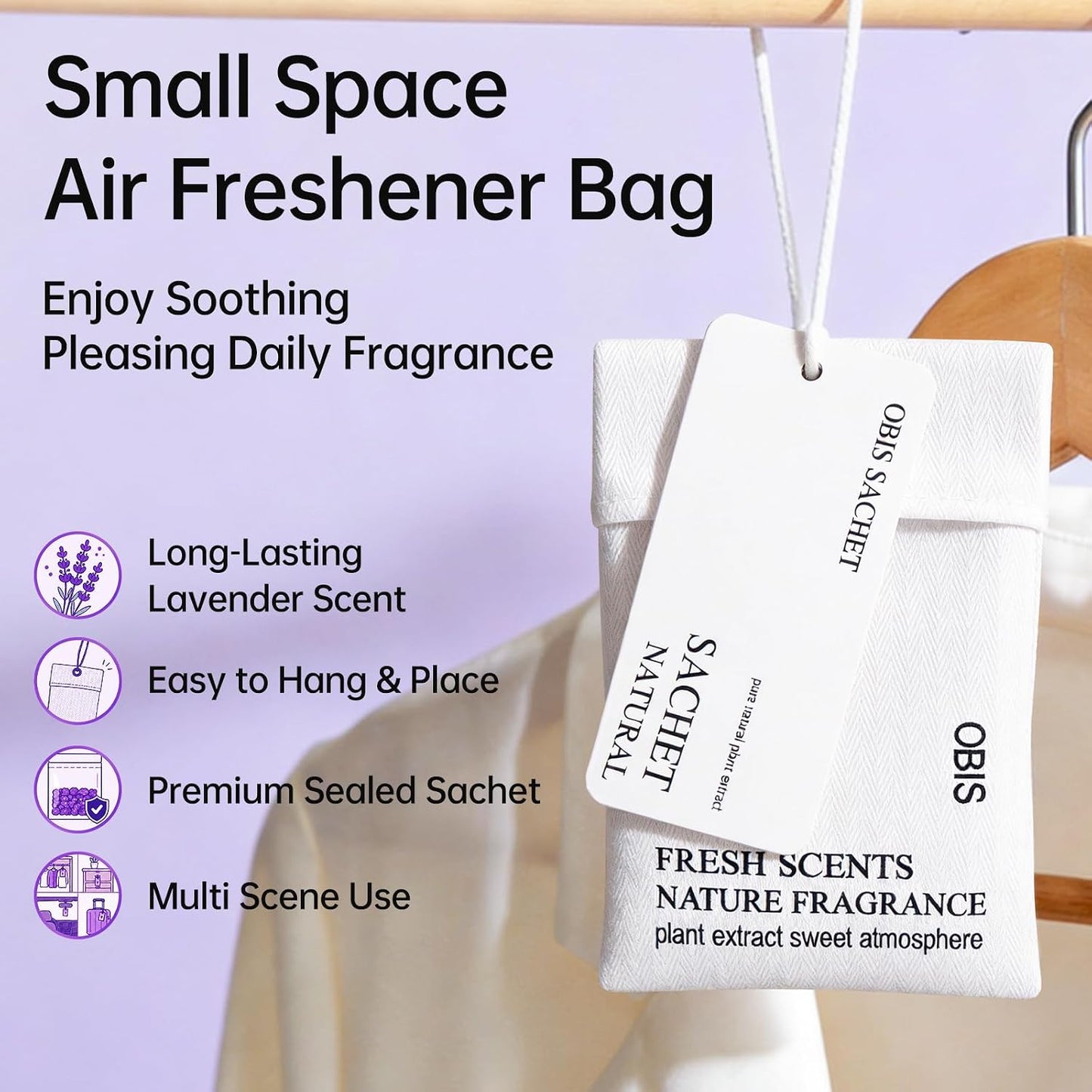 10 Pack Lavender Sachets for Drawers and Closets, Long-Lasting Home Fragrance Sachet, Scented Sachets for Bedroom, Closet, Drawer and Car
