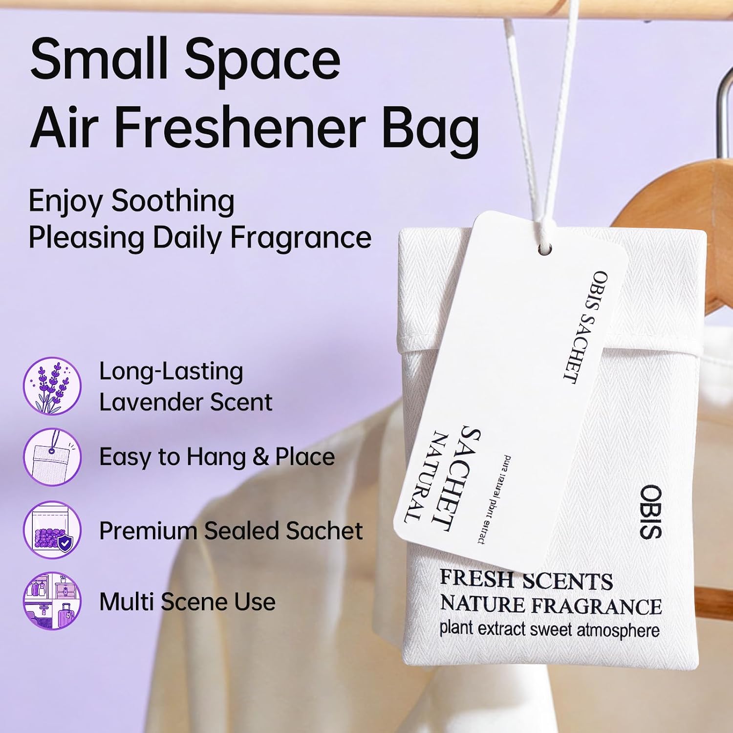 10 Pack Lavender Sachets for Drawers and Closets, Long-Lasting Home Fragrance Sachet, Scented Sachets for Bedroom, Closet, Drawer and Car