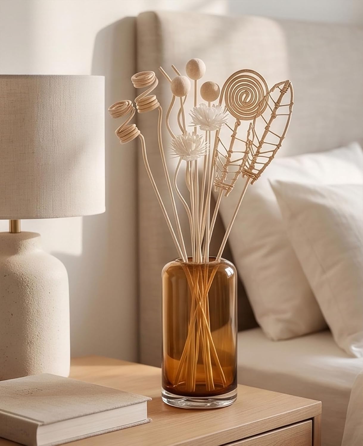 21PCS Reed for Diffuser Sticks, Natural Rattan Flowers Fragrance Diffusers for Home Office Bedroom Bathroom Decor