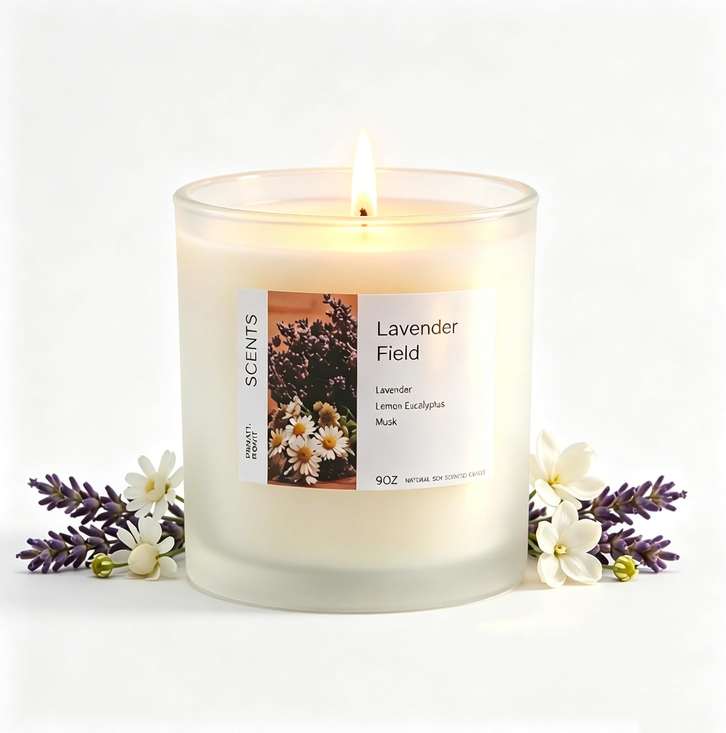 Lavender Scented Candle for Sleep & Relaxation, Natural Soy Wax Candle with Cotton Wick, 50 Hour Soy Candle Clean Burn Aromatherapy Candle for Home, Yoga, Spa & Gifts Meditation & Stress Relief