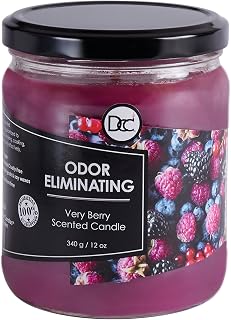 Very Berry Odor Eliminating Highly Fragranced Candle - Eliminates 95% of Pet, Smoke, Food, and Other Smells Quickly - Up to 80 Hour Burn time - 12 Ounce Premium Soy Blend