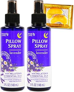 Lavender Pillow Spray for Aromatherapy- Bundle with 2 Lavender Pillow Spray Bottles with Essential Oils Plus Eye Mask | Essential Oil Sleep Time Bedding Mists