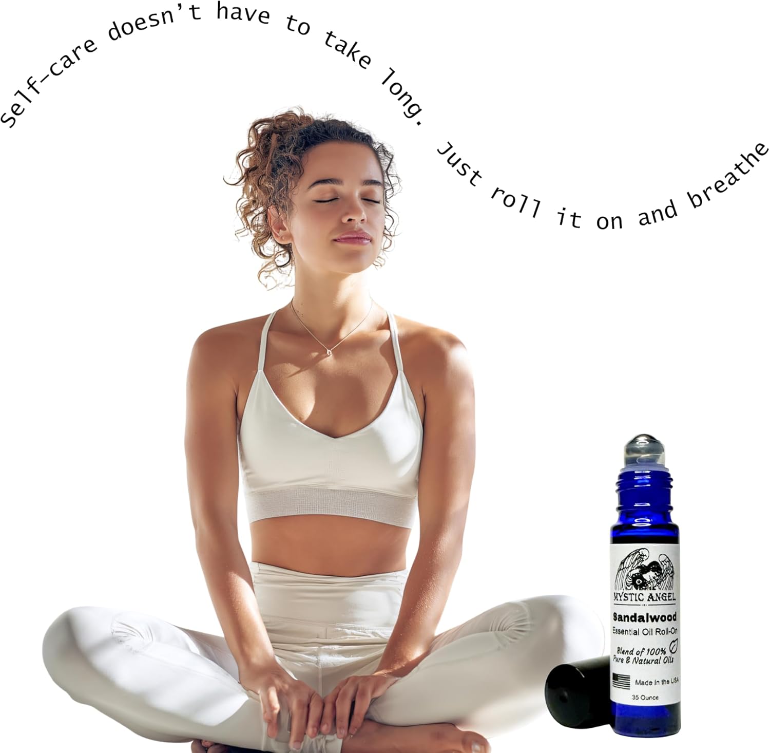 Mystic Angel Sandalwood Essential Oil Roll-On - Aromatherapy for Body & Soul, Safe for All Skin Types, Made in the USA, .35 Oz.
