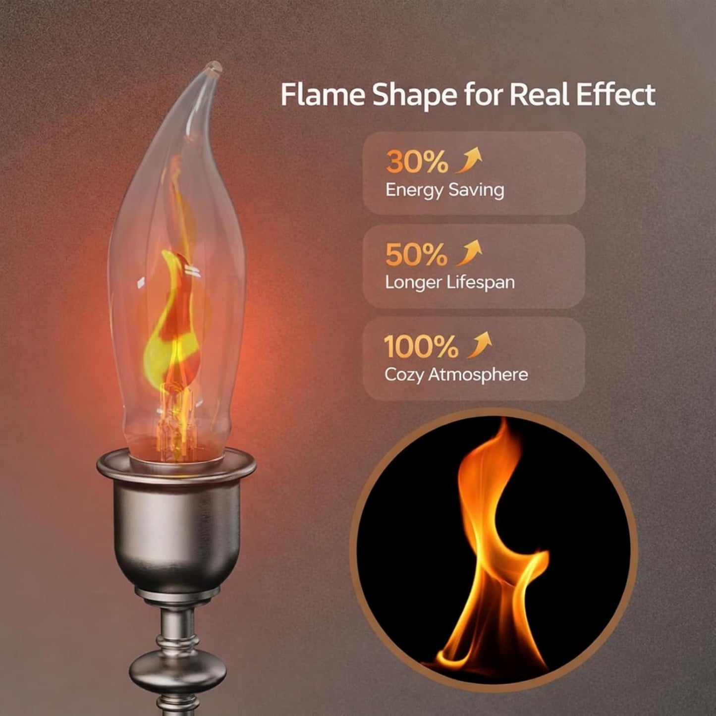 Hompavo Upgraded Flame Light Bulbs, Compact E12 Chandelier Base Candle Flickering Fire Light Bulb for Halloween Christmas Party Porch Indoor & Outdoor Home Decor - 6 Pack