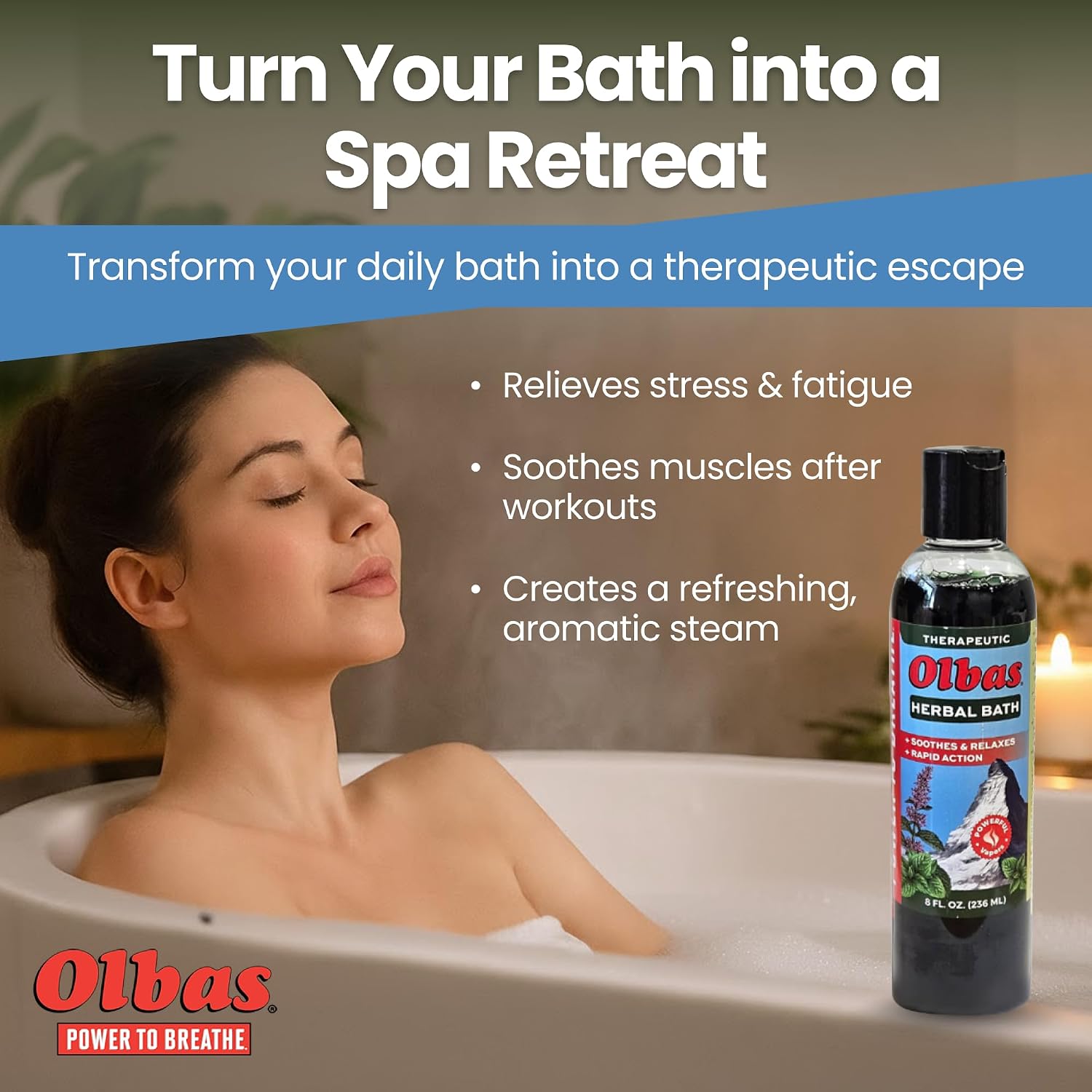 Olbas Herbal Bath 2 Pack, 8 fl oz (236 ml) Sore Muscle Bath Soak & Natural Muscle Relaxer Bath, Each Aromatic Swiss Formula with Essential Oils & Chlorophyll, Relaxing Bubble Bath for Men
