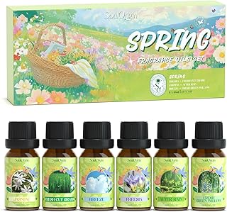 Soulorigin Spring Fragrance Oils Set, Essential Oil Gift Set for Diffuser, Spring Scent Diffuser Oil, Diffuser Scents Oil for Home,Freesia,Breeze,Fresh Green Willow,Fresh Cut Grass,Jasmine, After Rain