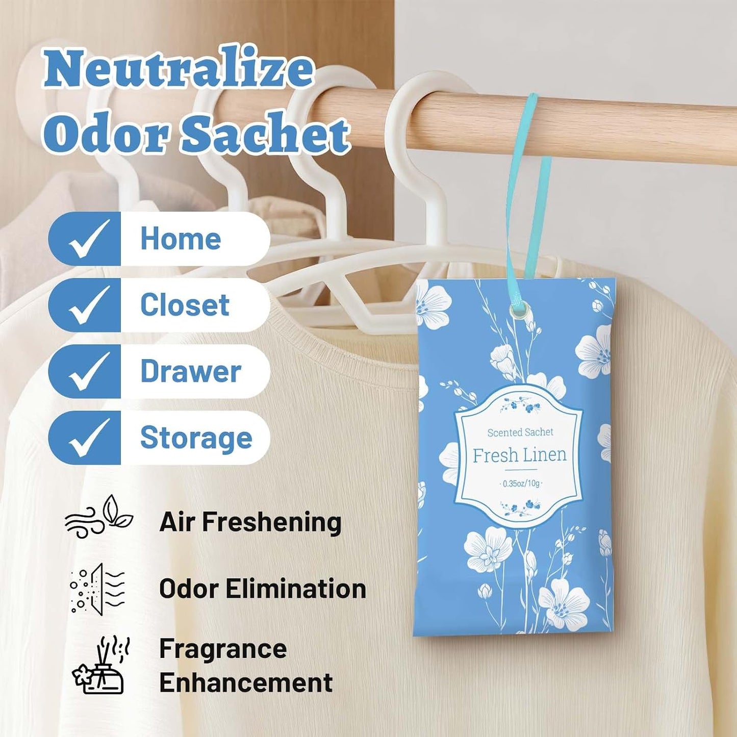 STRN Scented Sachets for Drawer and Closet, Linen Scented Long-Lasting Sachets, 14 Packs for Home Fragrance, Small Space Air Freshener for Wardrobes