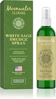 White Sage Smudge Spray for Spiritual Cleansing & Aura Protection, Sage Mist for Cleansing Negative Energy & Protection, Home & Meditation, Clear Quartz Reiki Energized Aromatherapy Room Spray - 4oz