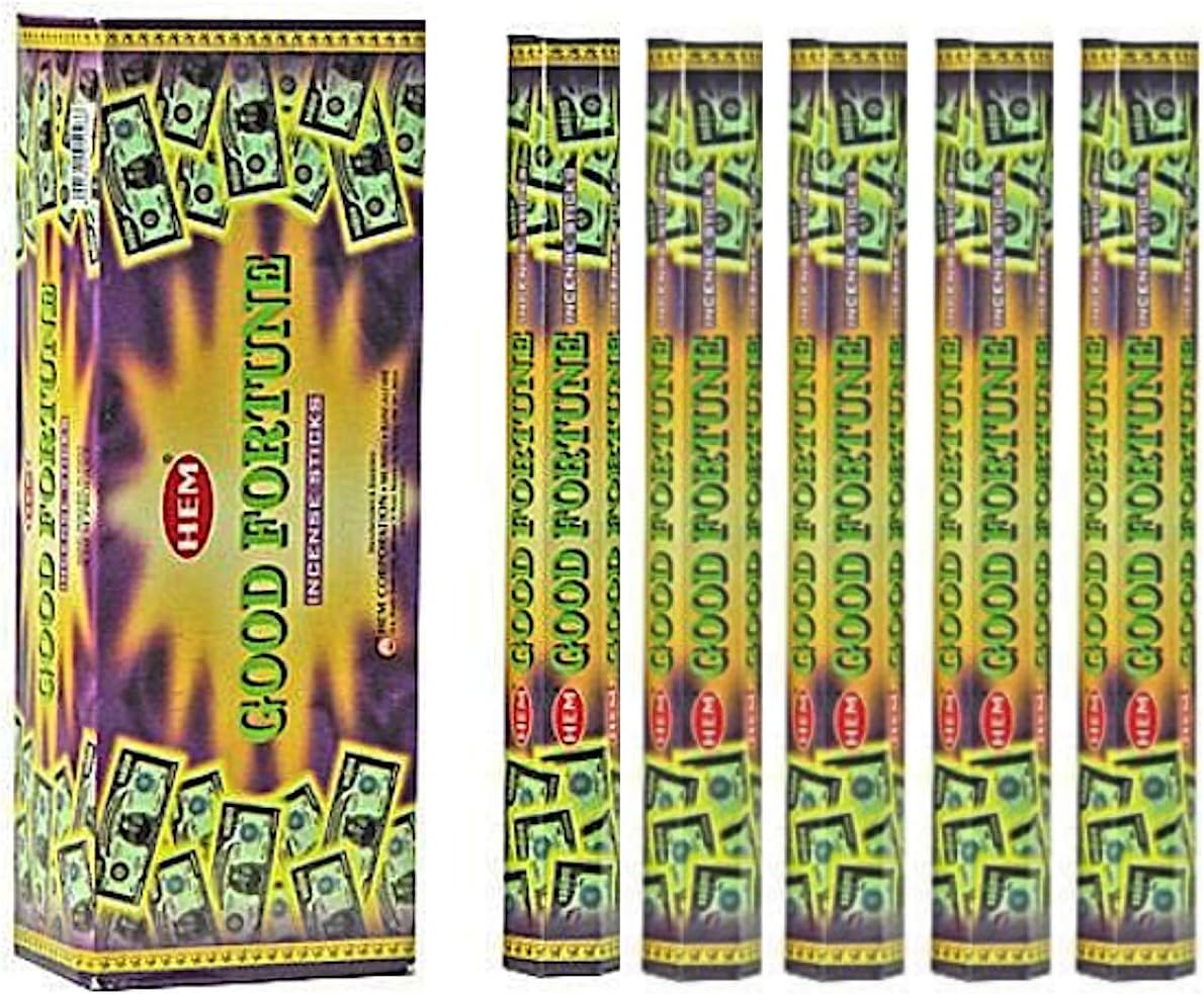 Hem Good Fortune Incense Sticks (100 Sticks, 5 Boxes Inside) - 9 Inches Long, 20g per Box - Perfect for Meditation, Rituals & Cleansing