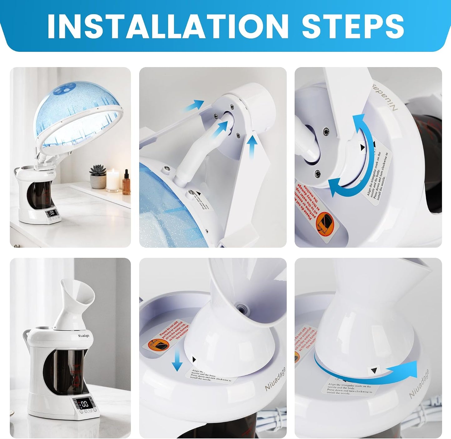 2 in 1 Hair and Face Steamer,Nano Ionic Steam for Deep Hydration & Pore Cleansing,Professional Facial Steamer with Timer for Home and Salon Personal Care