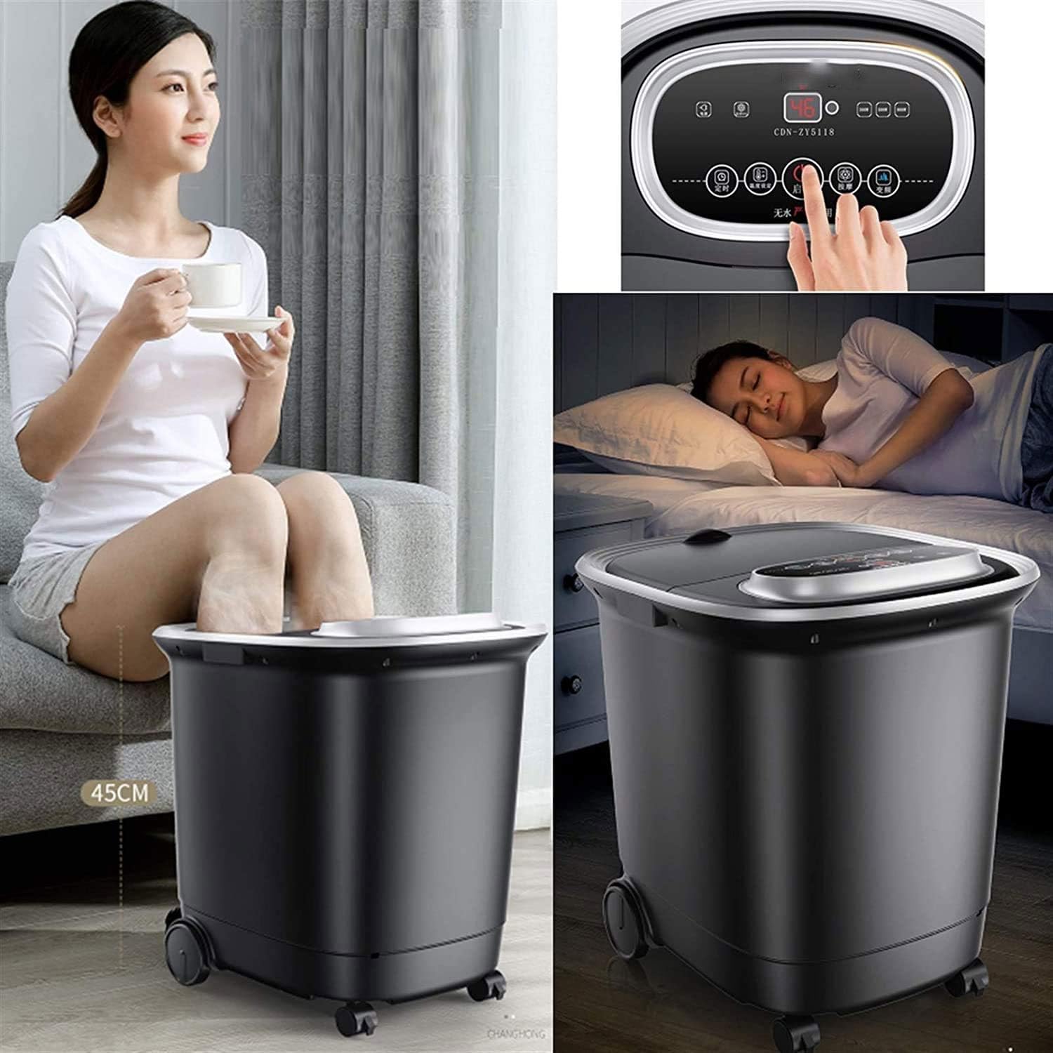 3-in-1 Foot Spa Bath Massager with Heat Bubbles, Heated Foot Bath Tub, 8D Massage Rollers, Digital Temperature Control, Home Use