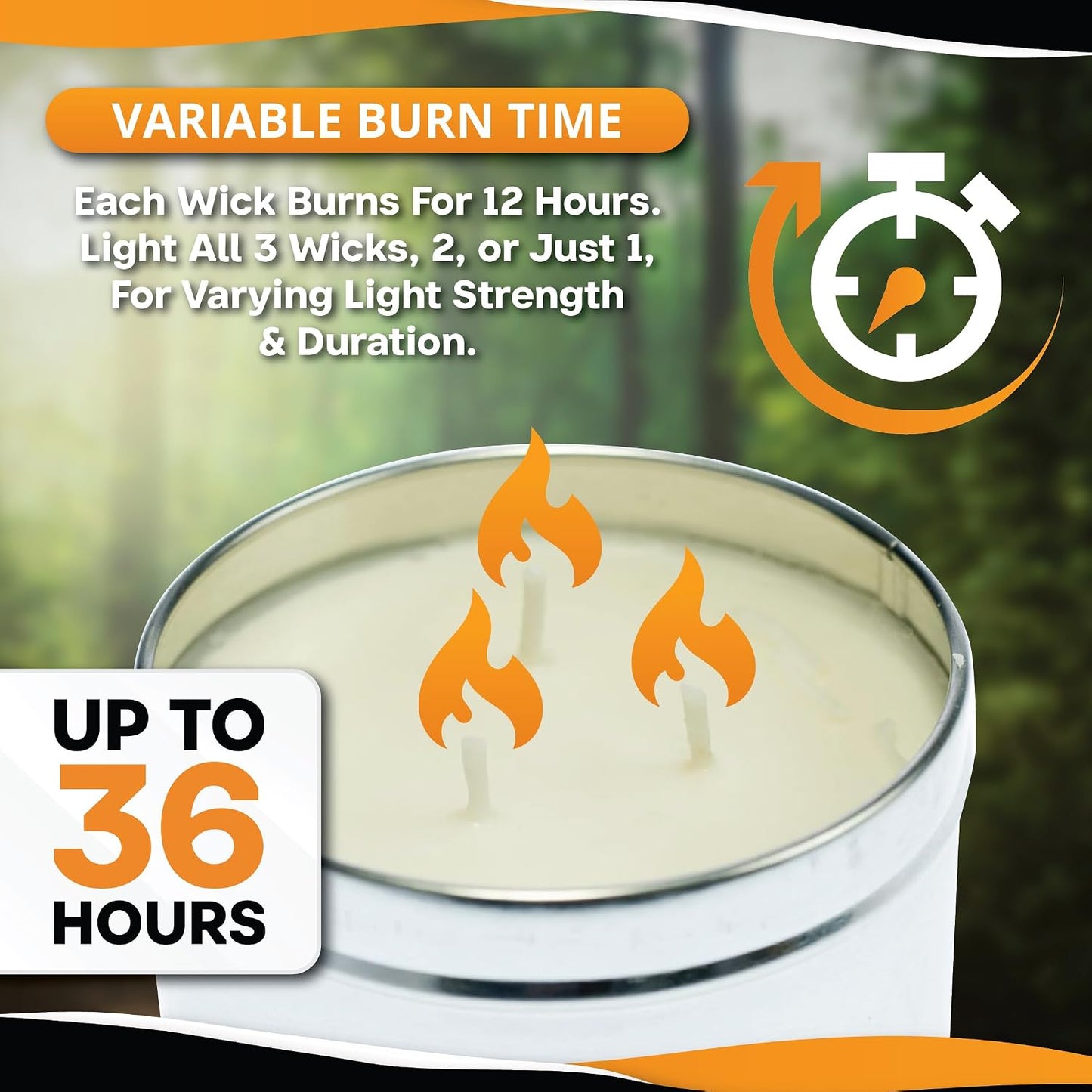 SE 3-Wick Emergency Candle, 36 Hours Long Burning, Top Layer Soy Wax, Great Light Source Gear for Survival, Camping, Blackout & Peace of Mind