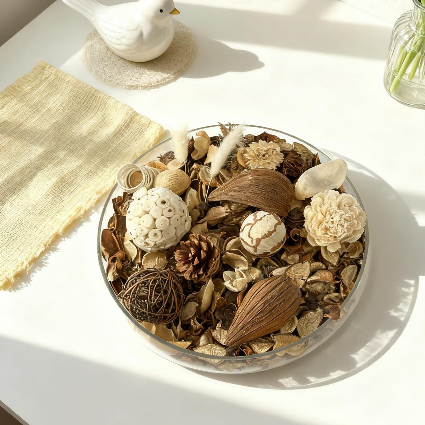 Large Potpourri Bag,Magnolia Scented Potpourri Bowl Filler, White Decorative Dried Flower, Bathroom Vase Decor(20 oz)