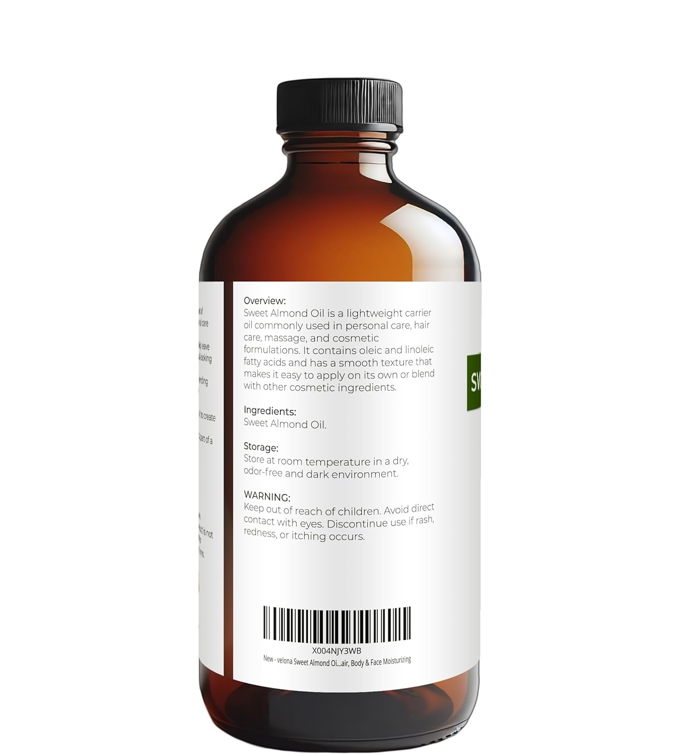 velona Sweet Almond Oil - 16 Fl Oz in Glass Bottle | 100% Pure and Natural Carrier Oil |Cold Pressed | Skin, Hair, Body & Face Moisturizing | Use Today - Enjoy Results…