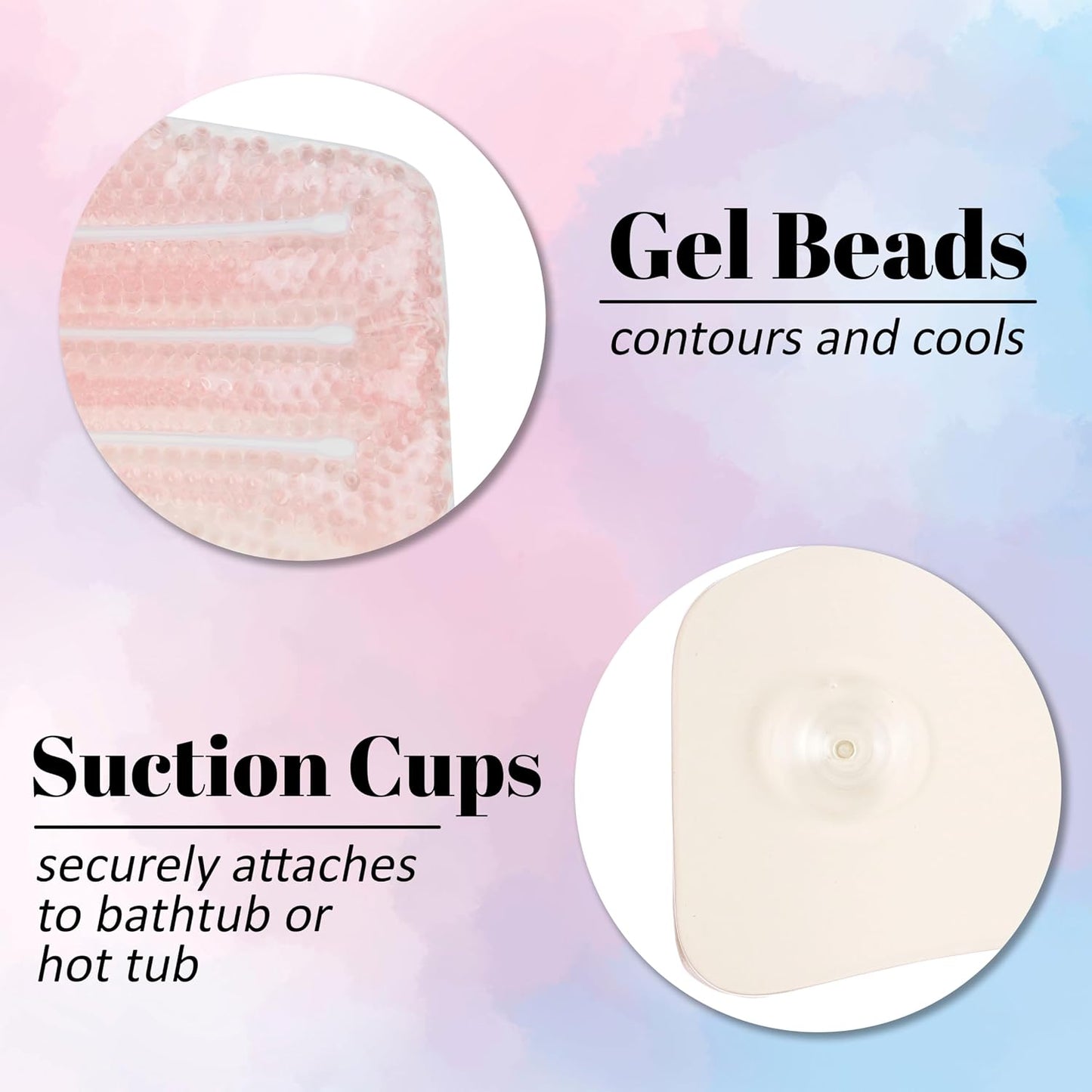 Glitter Gel Spa Pillow - Cooling Bathtub & Hot Tub Relaxation Cushion | Neck & Head Support Bath Pillow. Luxury Bath Products & Spa Accessories for Women - Ultimate Comfort