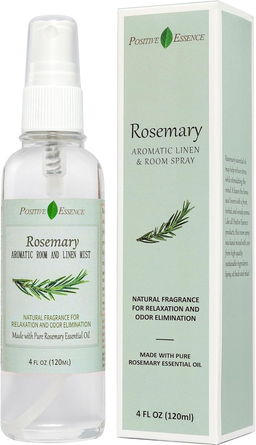 Rosemary Linen & Room Spray, Natural Aromatic Spray Made with 100% Pure Rosemary Essential Oil, Relaxing Home Fragrance (4.06 fl oz)