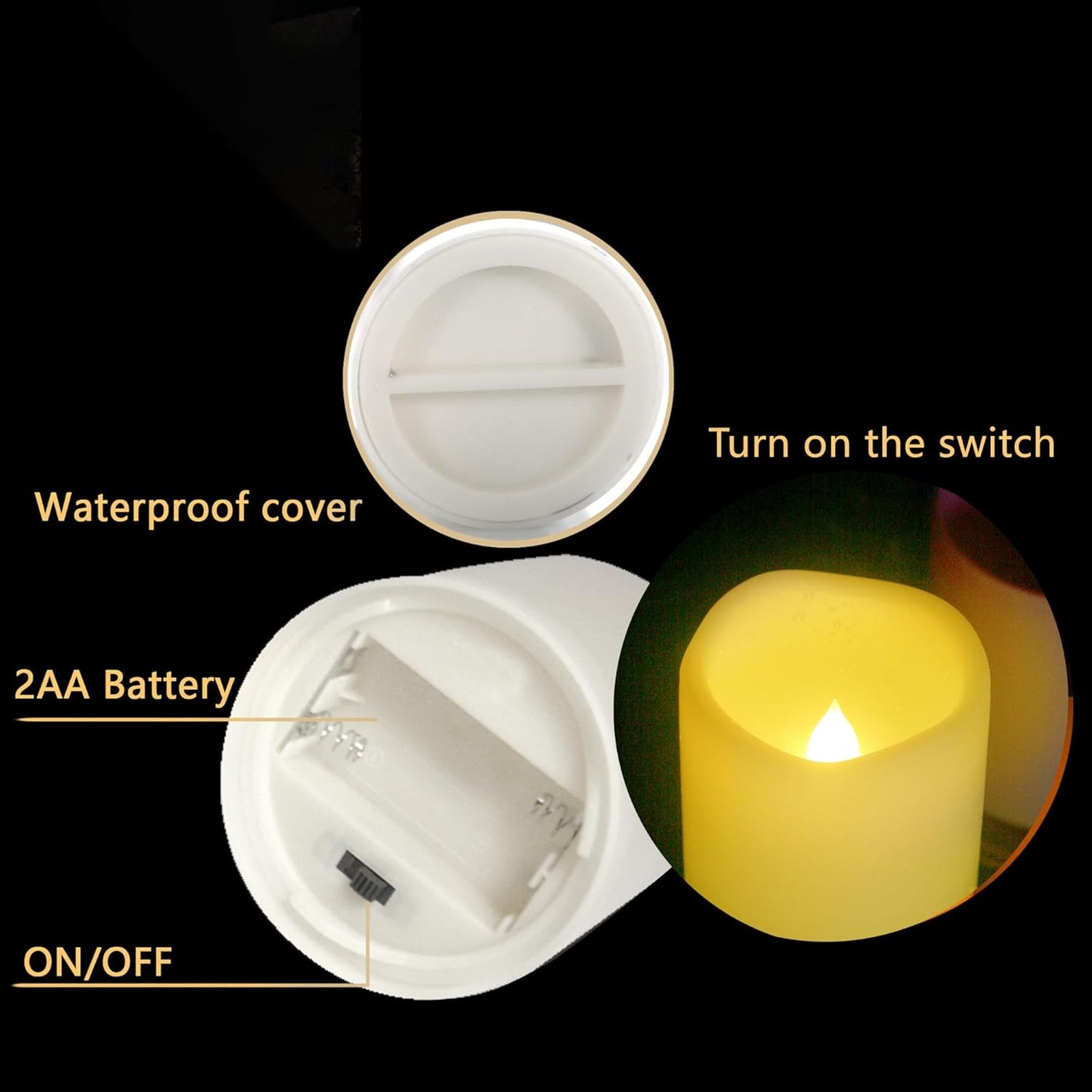 Waterproof Outdoor Battery Operated Flameless Candles with Auto Timer Flickering Plastic Resin Electric LED Pillar Lights for Lantern Patio Garden Wedding Party Decorations 3x4 Inches 2 Pack White