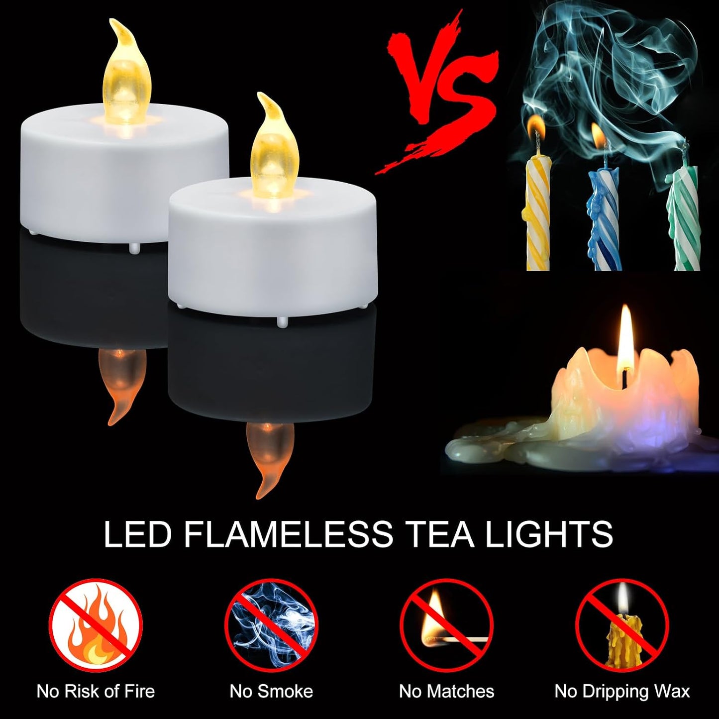 5Pack Flameless LED Tea Light Candles with Remote Control, Realistic and Bright Flickering Long Lasting 400 Hours, Decorative for Wedding Party Home Decoration Christmas Halloween WarmYellow
