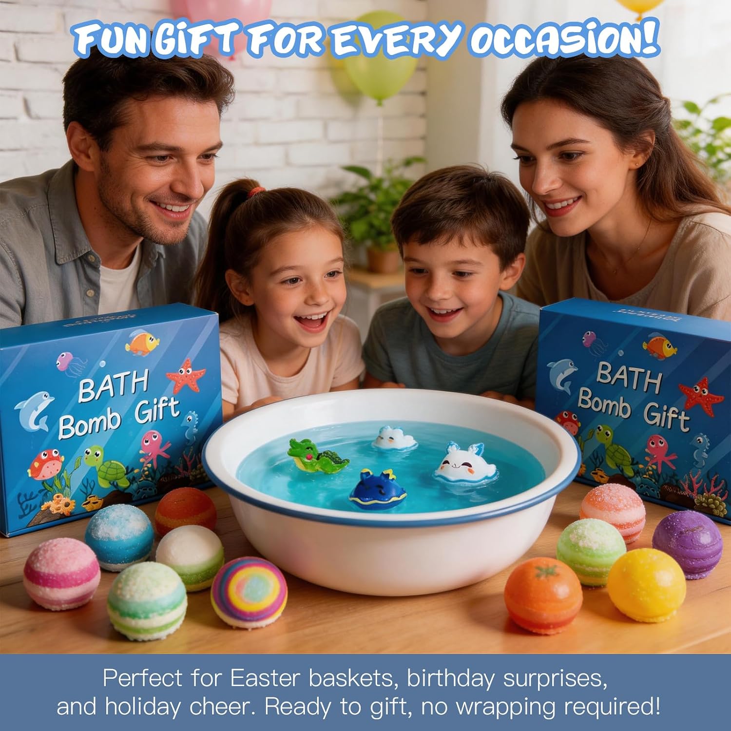 Bath Bombs with Toys Inside for Kids Toddler 1-3 Fizz Bathbombs Surprise Natural Organic Bubble Balls Boys and Girls Gifts Bulk Beads Foam Bubbly Ocean Burbujas para Bañera Niños