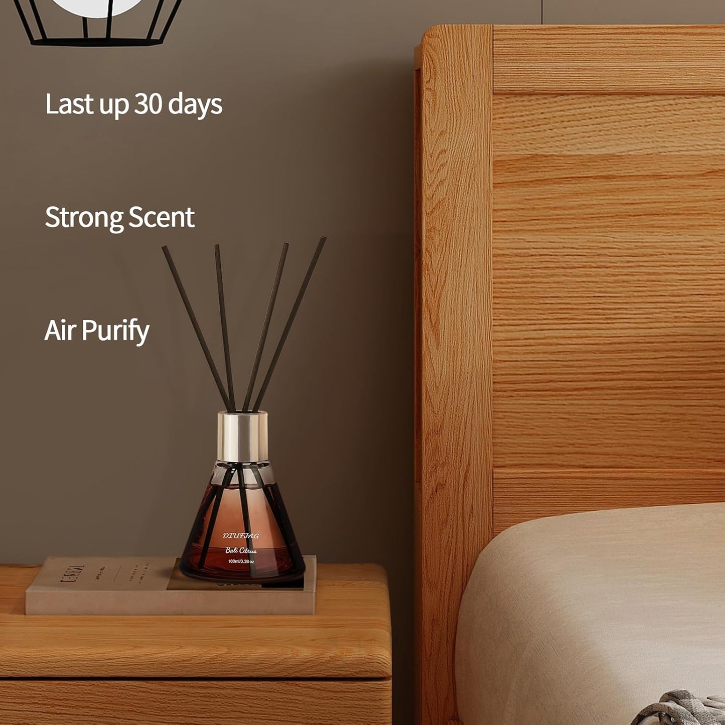 Rose Citrus Cedar Reed Diffusers with 24 Fiber Sticks,3 Set of Scent Diffusers for Home Shelf Decor,Last Up 60 Days
