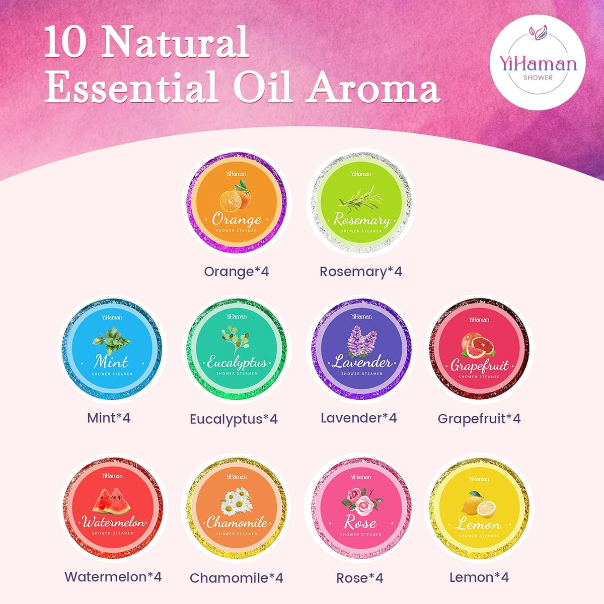 40PCS Shower Steamers Aromatherapy for Women or Men, 10 Scents Shower Bombs