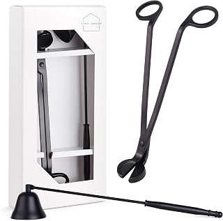 Airy Abode Candle Snuffer and Wick Trimmer Set, Bell Snuffer Gift Box, Stainless Steel Candle Care Accessory for Home Decor, Black
